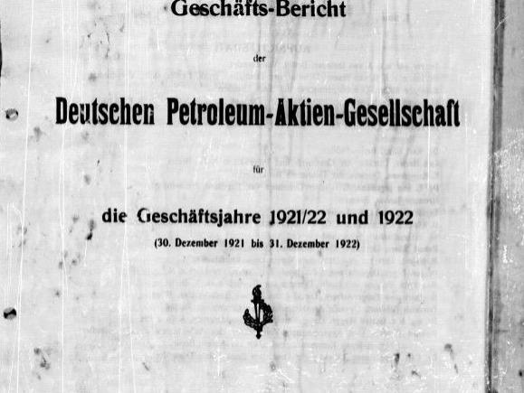 Geschäftsbericht Deutschen Petroleum AG 1921-1922