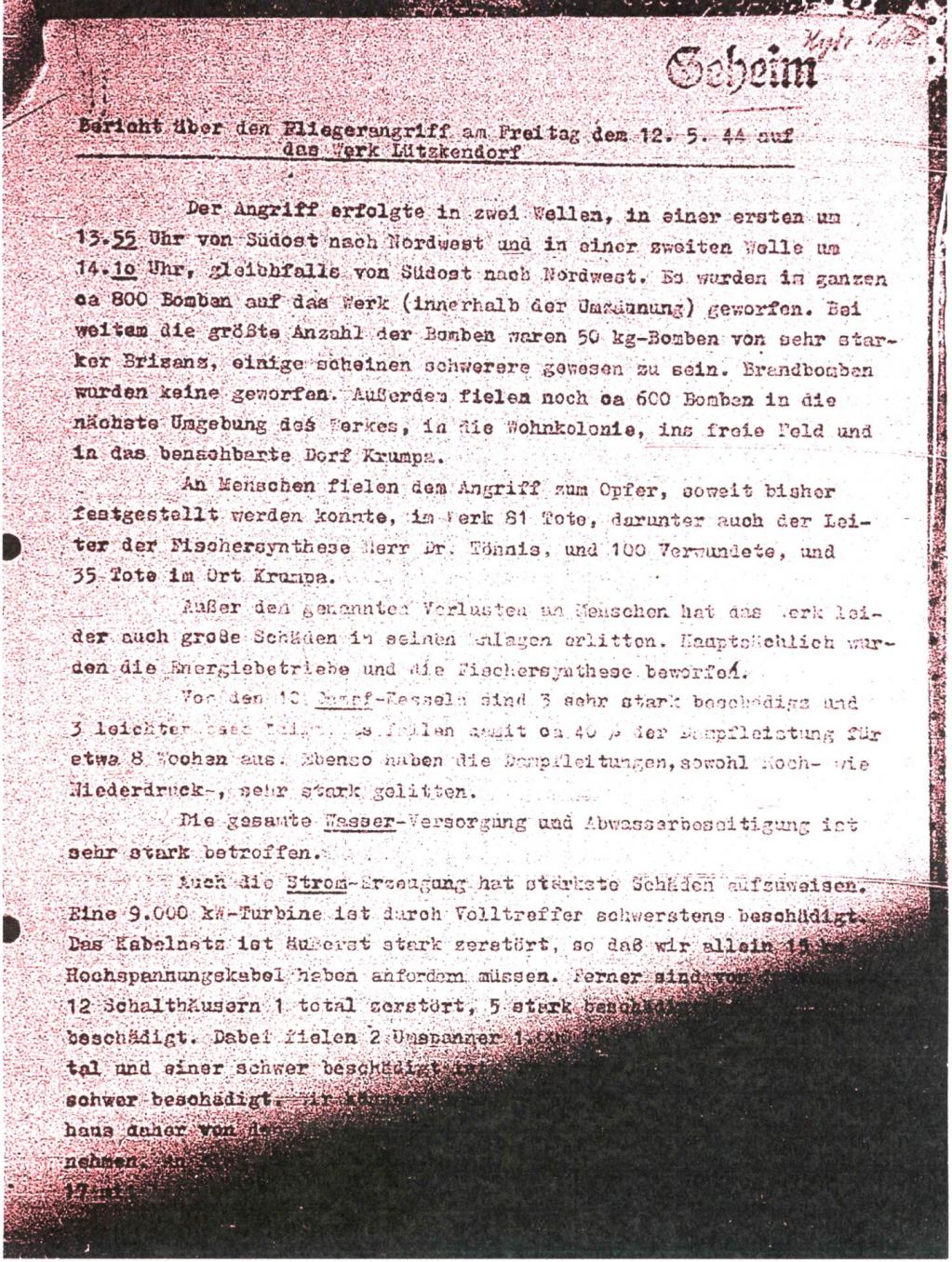 Bericht Wintershall A.G., Werk Lützkendorf 17.5.1944