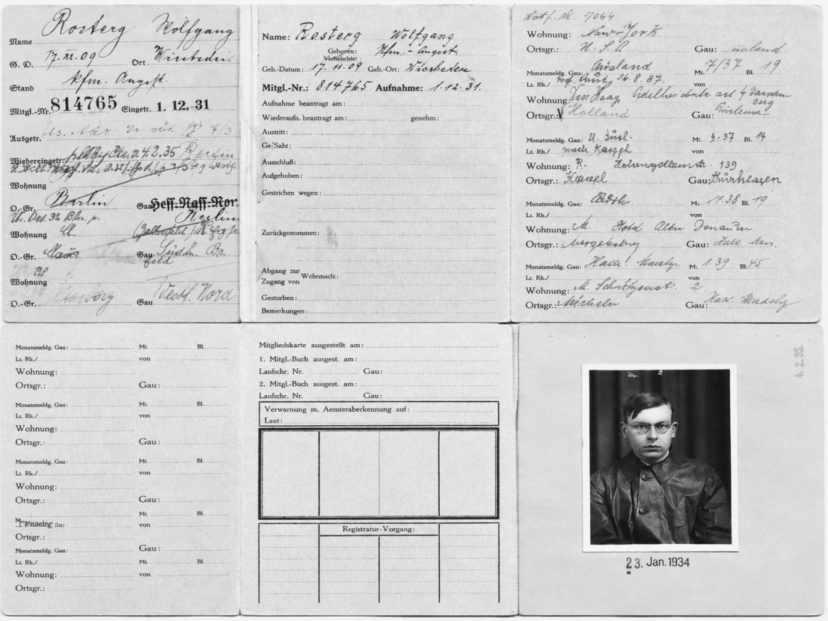 NSDAP-Mitgliedskarte Wolfgang Rosterg